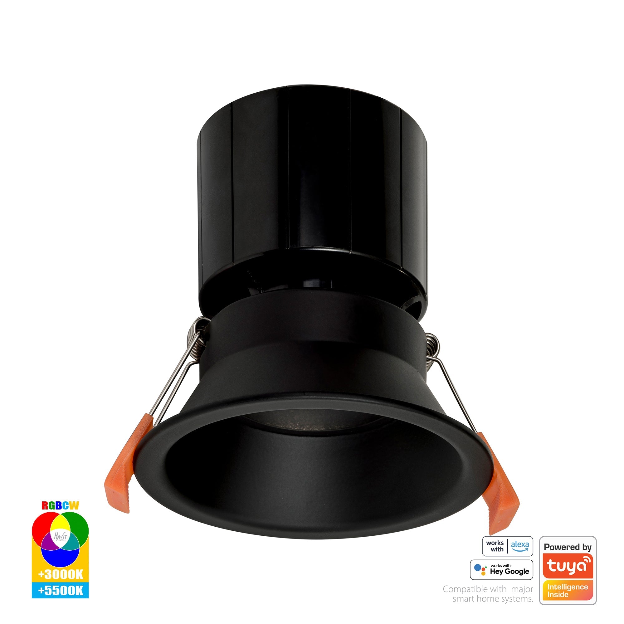 HV5514RGBCW-BLK - Prime Black Fixed Deep RGBCW WIFI LED Downlight