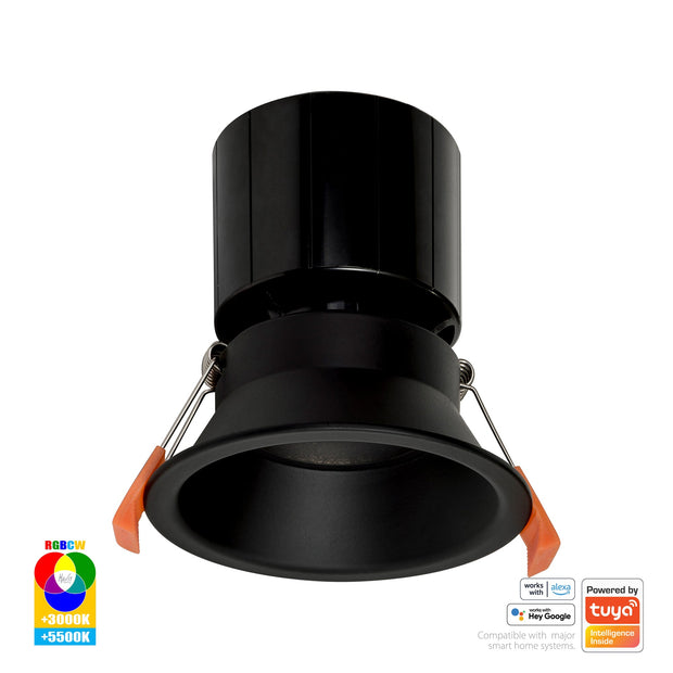HV5514RGBCW-BLK - Prime Black Fixed Deep RGBCW WIFI LED Downlight