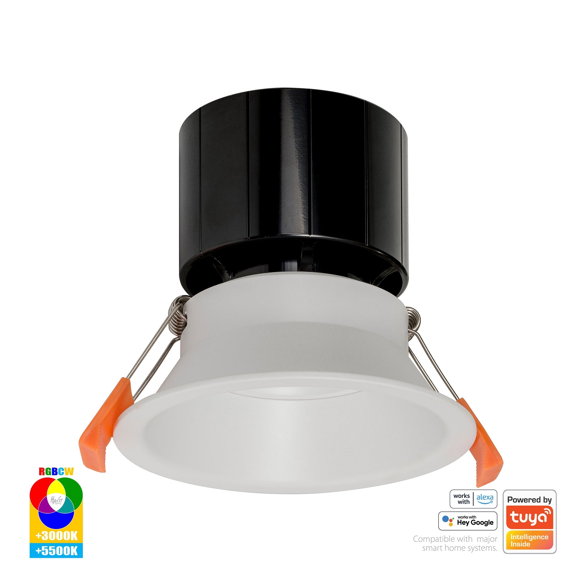 HV5514RGBCW-WHT - Prime White Fixed Deep RGBCW WIFI LED Downlight