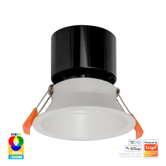 HV5514RGBCW-WHT - Prime White Fixed Deep RGBCW WIFI LED Downlight