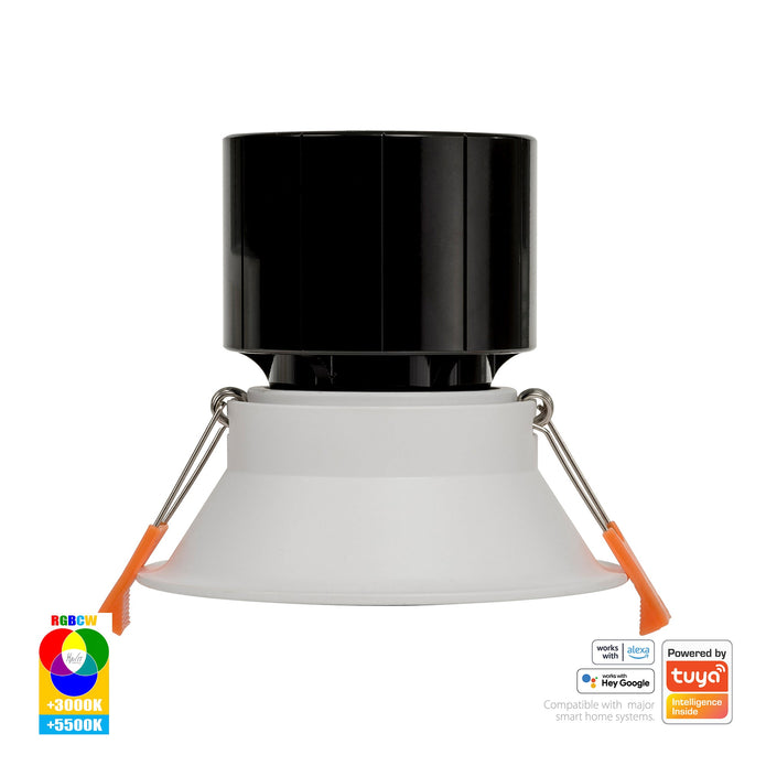 HV5514RGBCW-WHT - Prime White Fixed Deep RGBCW WIFI LED Downlight