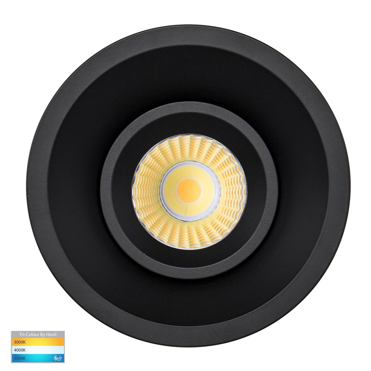 Prime 12W Dimmable CCT Matt Black Recessed Fixed Deep Set 90mm Downlight