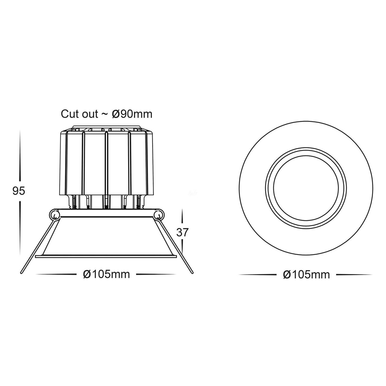 HV5514T-BLK Dimensions