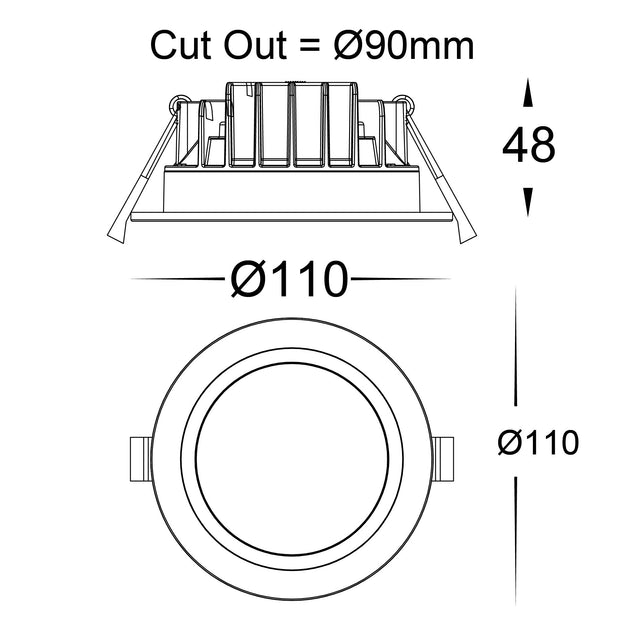 HV5522T-BLK | HV5522T-BLK-24V - Polly Polycarbonate Black Fixed LED Downlight