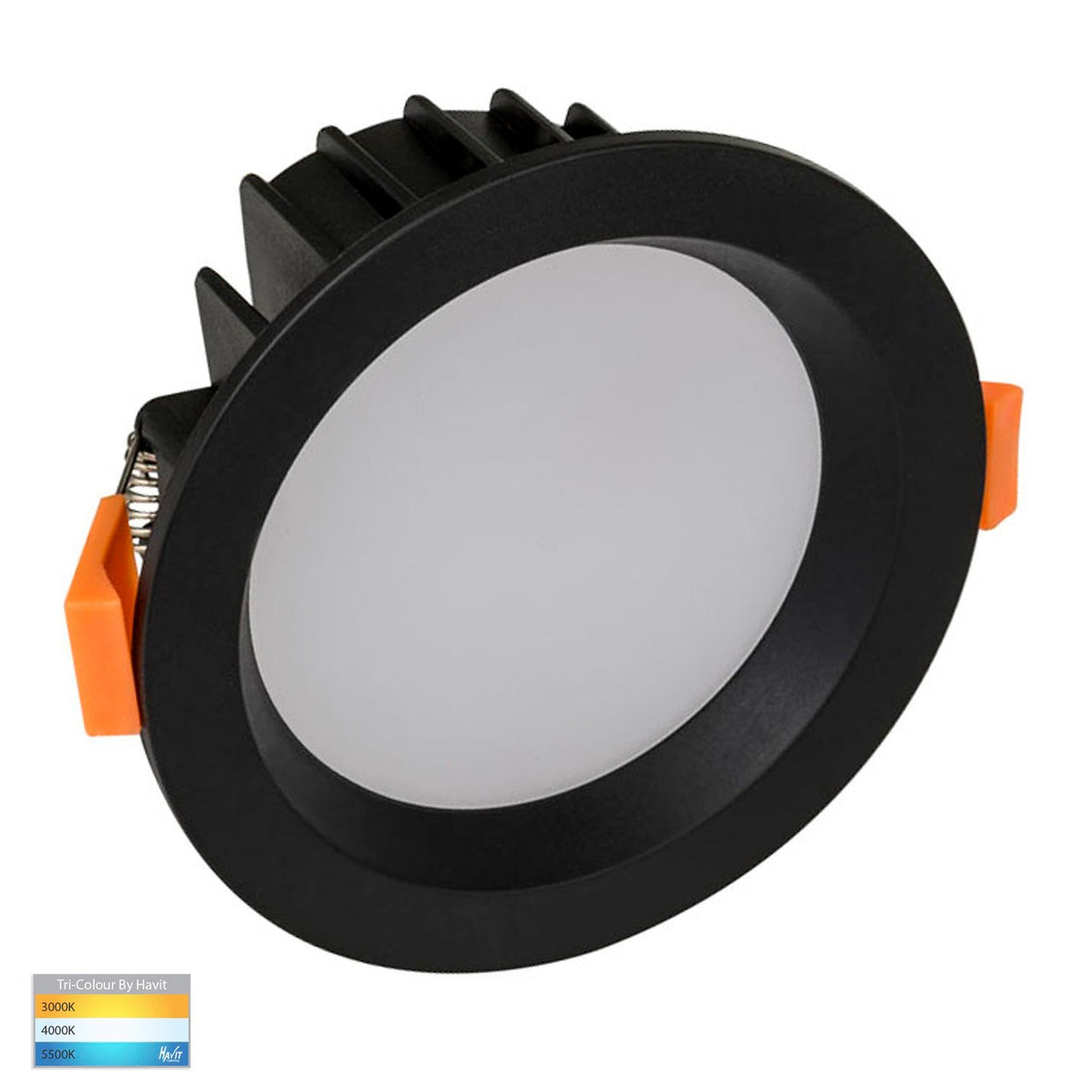 Polly 8W Dimmable CCT Matt Black Round Recessed Downlight