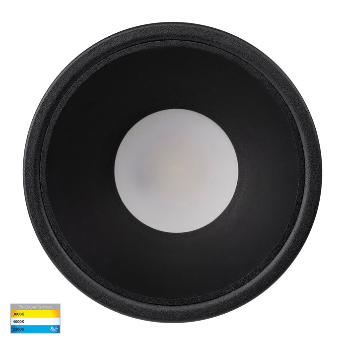 HV5528T-BB - Gleam Black with Black Insert Tri Colour Fixed Deep LED Downlight