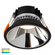 HV5528T-BC - Gleam Black with Chrome Insert Tri Colour Fixed Deep LED Downlight