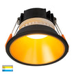 HV5528T-BG - Gleam Black with Gold Insert Tri Colour Fixed Deep LED Downlight