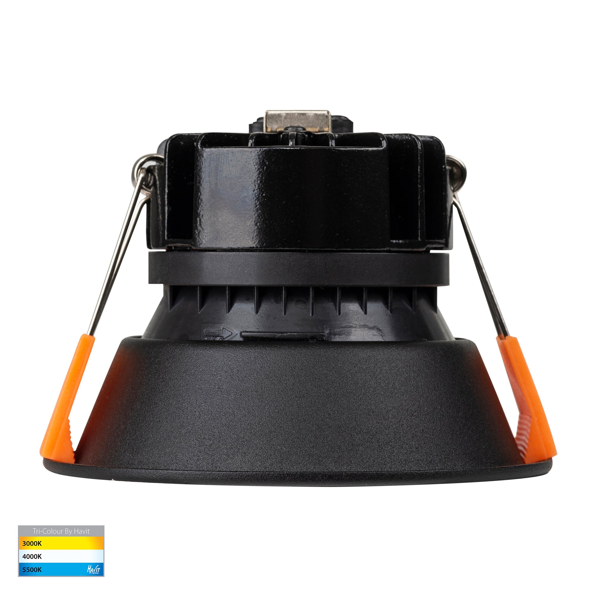 HV5528T-BB - Gleam Black with Black Insert Tri Colour Fixed Deep LED Downlight