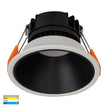 HV5528T-WB - Gleam White with Black Insert Tri Colour Fixed Deep LED Downlight