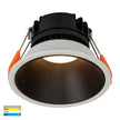 HV5528T-WB - Gleam White with Black Insert Tri Colour Fixed Deep LED Downlight