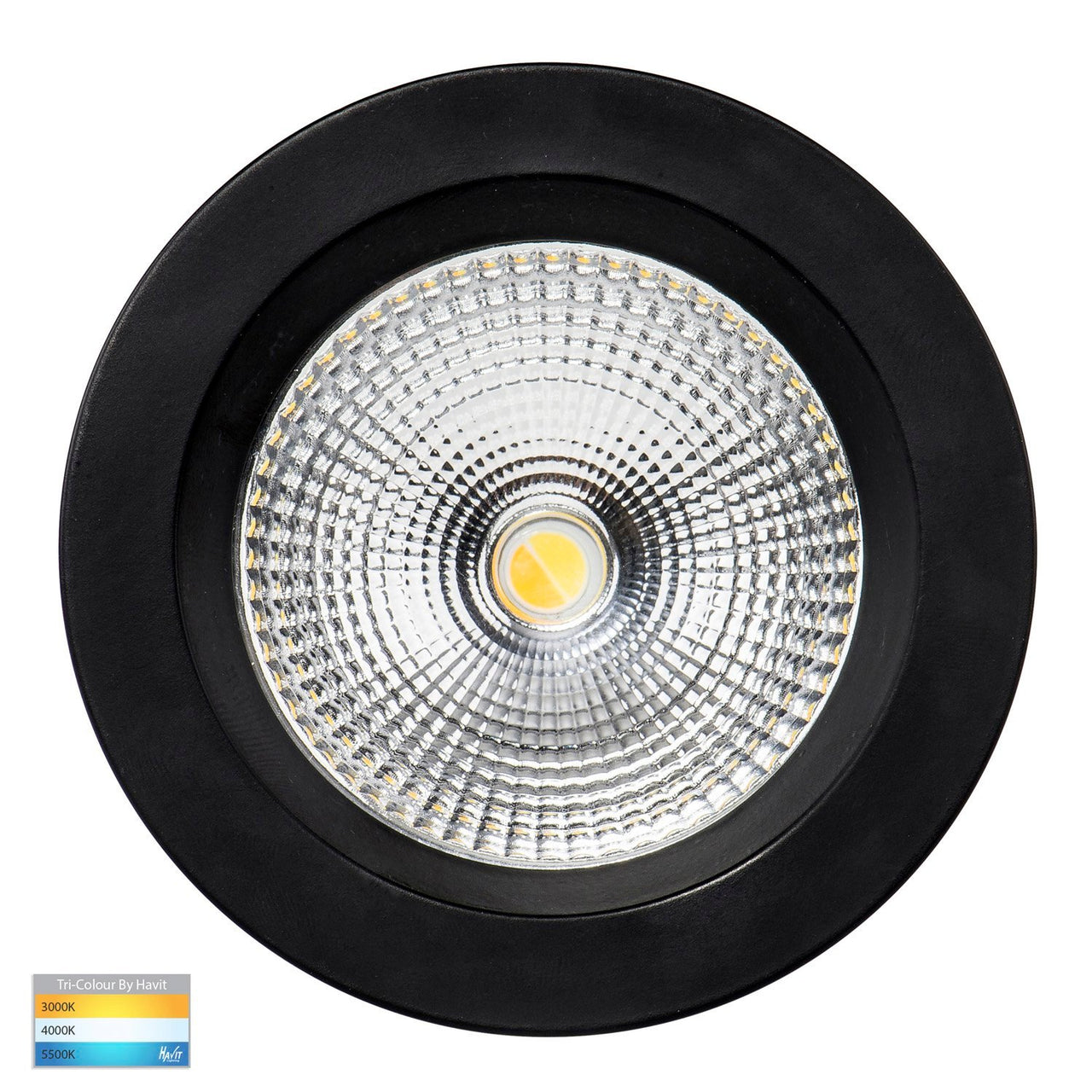 Ora 12W Dimmable CCT Matt Black Round Recessed Downlight