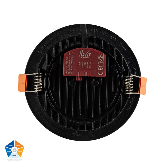 HV5530T-BLK - Ora Black 5 Colour Fixed LED Downlight