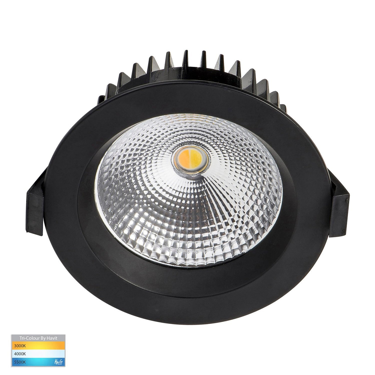 Ora 12W Dimmable CCT Matt Black Round Recessed Downlight