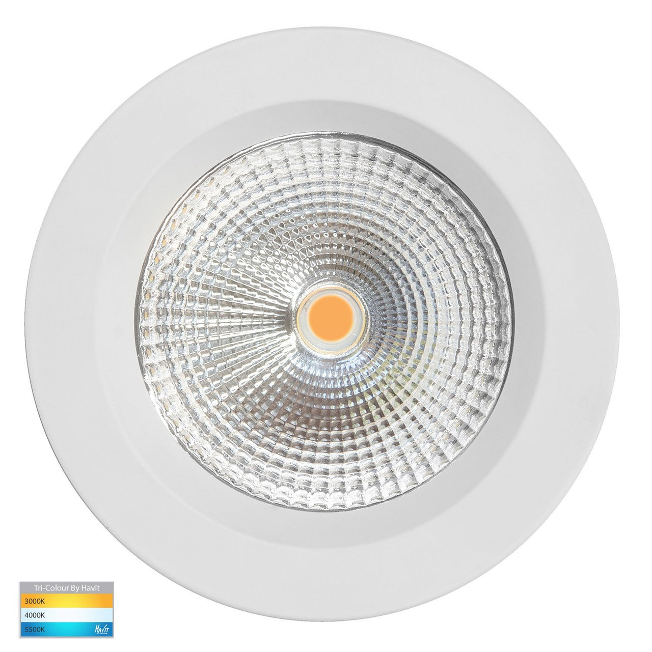 Ora 12W Dimmable CCT Matt White Round Recessed Downlight