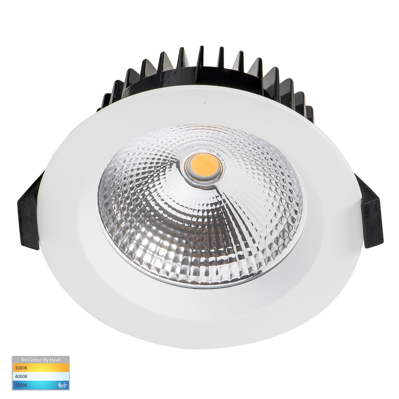 Ora 12W Dimmable CCT Matt White Round Recessed Downlight