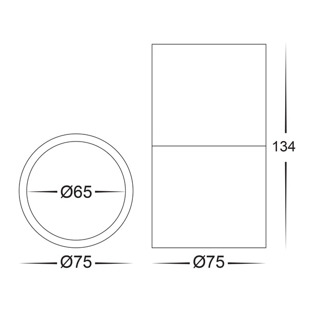 HV5802T-BLK-EXT | HV5802T-BLK-EXT-12V - Nella Black 7w Surface Mounted LED Downlight with Extension