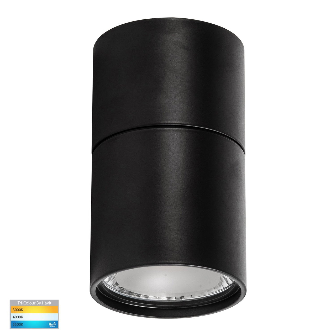 Nella 7W Dimmable CCT Matt Black Surface Mount Fixed Downlight with Extension