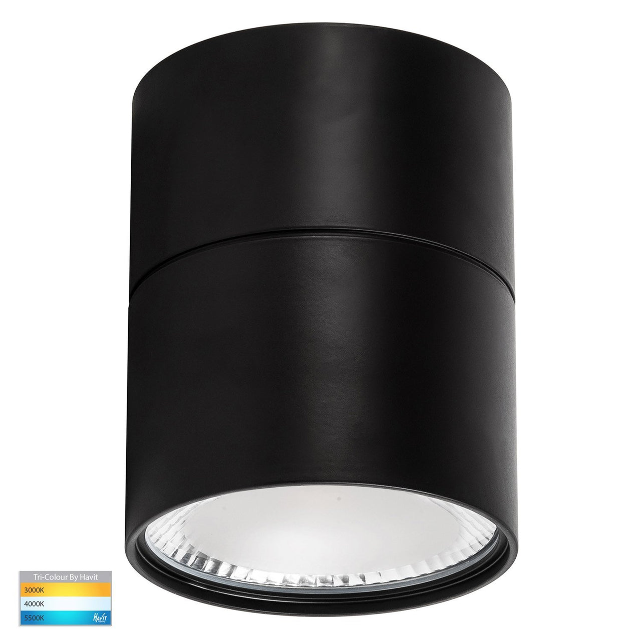 Nella 12W Dimmable CCT Matt Black Surface Mount Fixed Downlight with Extension