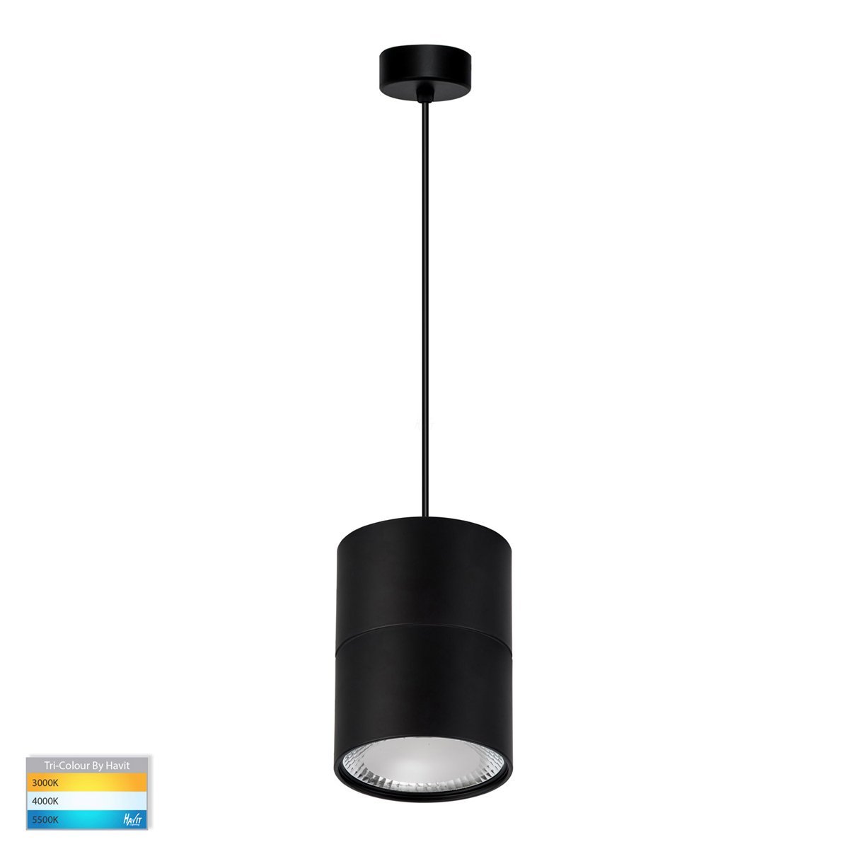 Nella 12W Dimmable LED Tri-Color Matt Black Pendant Light