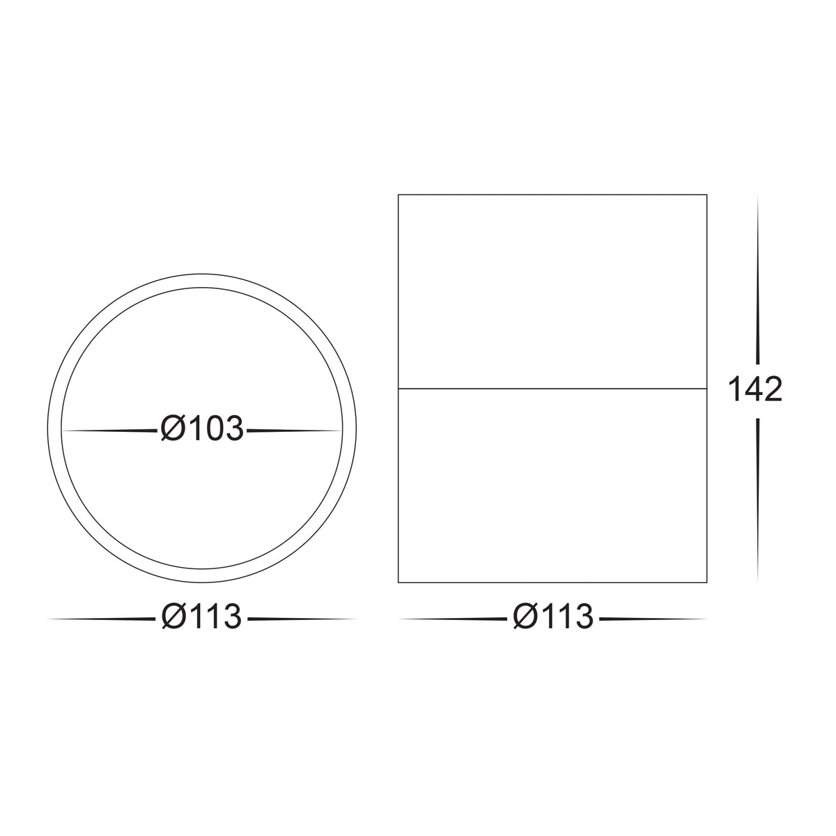 HV5803T-BLK-EXT | HV5803T-BLK-EXT-12V - Nella Black 12w Surface Mounted LED Downlight with Extension
