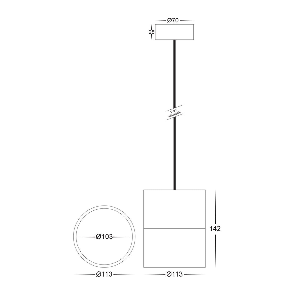 HV5803T-WHT-P - Nella White 12w LED Pendant
