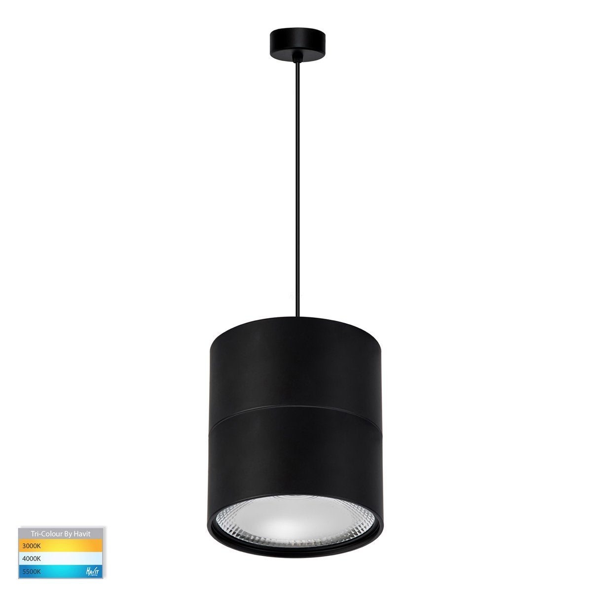 Nella 18W Dimmable LED Tri-Color Matt Black Pendant Light