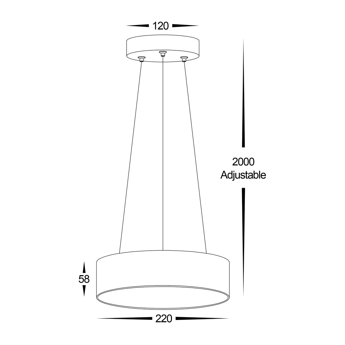 HV5892T-WHT-PDT - Nella 220mm White 20w Round Pendant