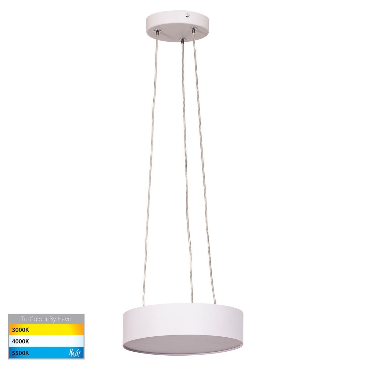 Nella 20W Dimmable LED Tri-Color Matt White Pendant Light