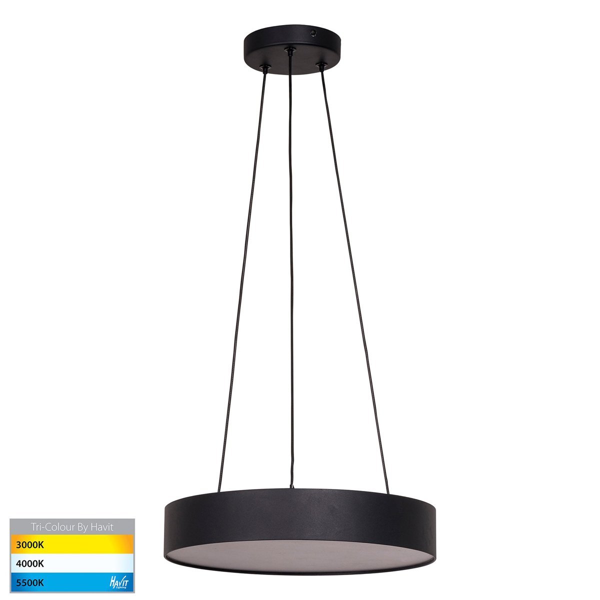 Nella 30W Dimmable LED Tri-Color Matt Black Pendant Light