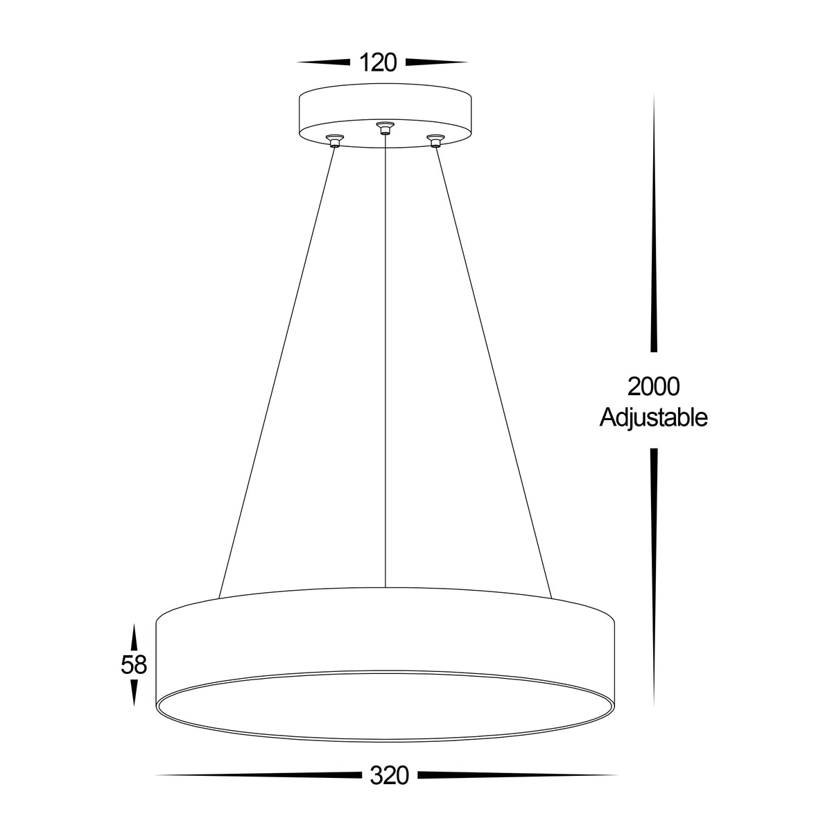HV5893T-BLK-PDT - Nella 320mm Black 30w Round Pendant