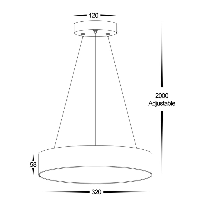 HV5893T-BLK-PDT - Nella 320mm Black 30w Round Pendant