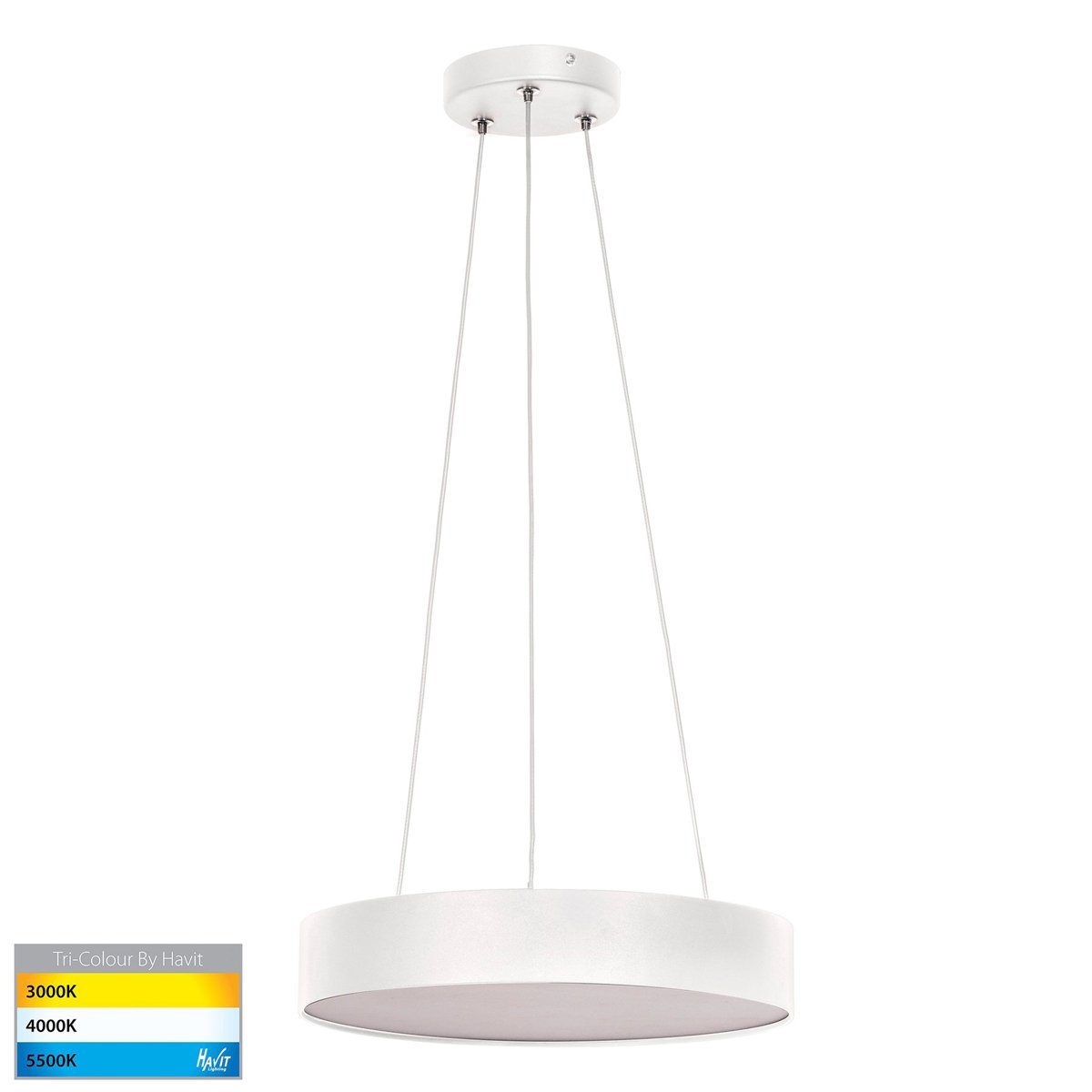 Nella 30W Dimmable LED Tri-Color Matt White Pendant Light