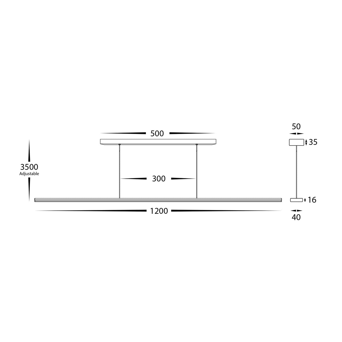 HV6005T-WHT - Proline White 1200mm Slim LED Pendant