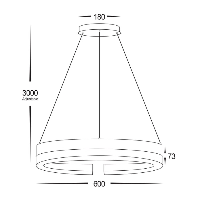 HV6092T - Orah Walnut Timber with Black Aluminium 600mm Round Pendant