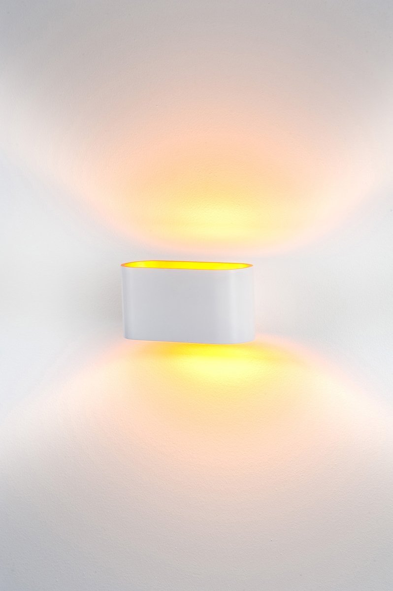 Concept Up & Down White Wall Light with Gold insert in Cool white
