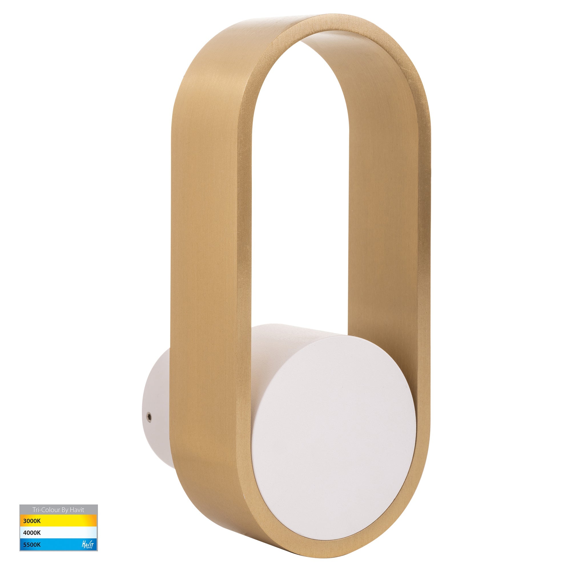HV8080T-WHTBR - Ovale White + Brass Wall Light