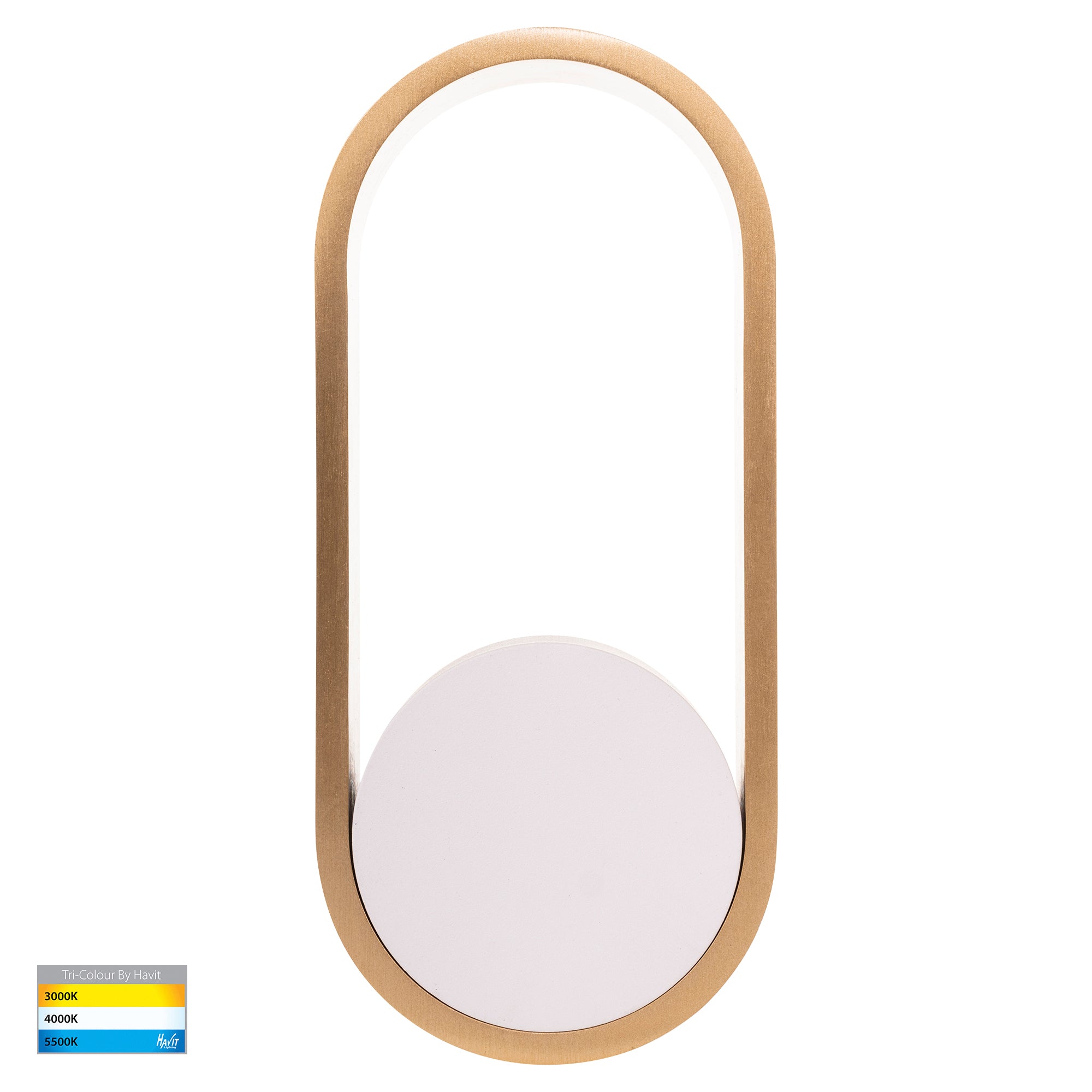 HV8080T-WHTBR - Ovale White + Brass Wall Light
