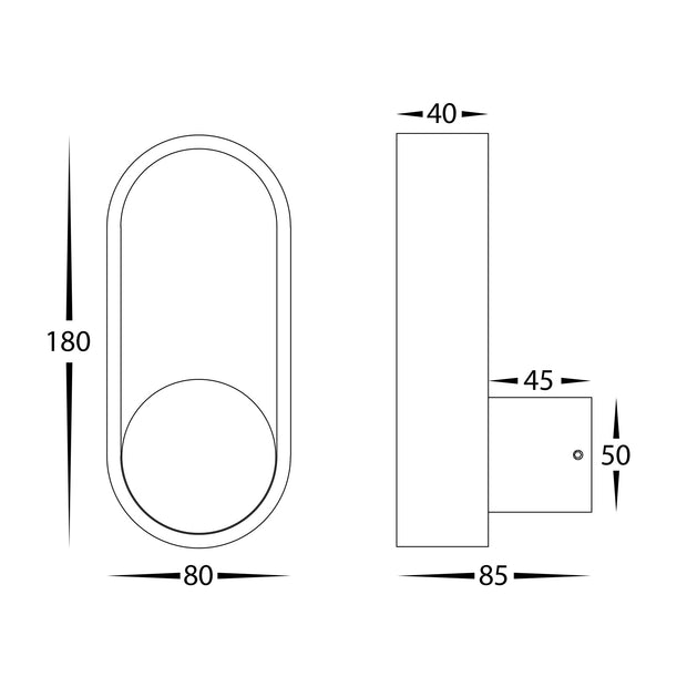HV8080T-WHTBR - Ovale White + Brass Wall Light