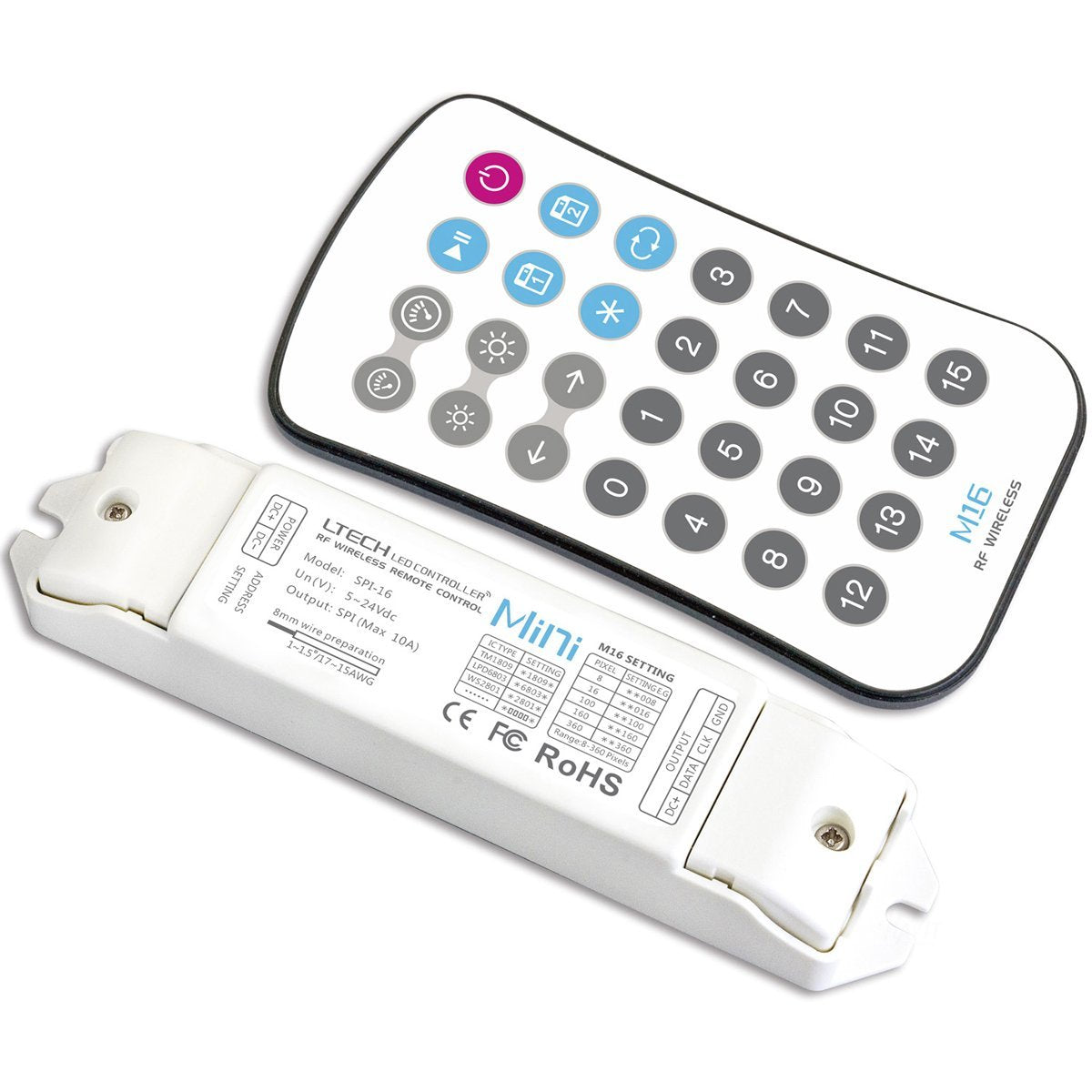 Chasing RGB Multi-Function Remote+Receiver - HV9102-SPI-16S+M16S