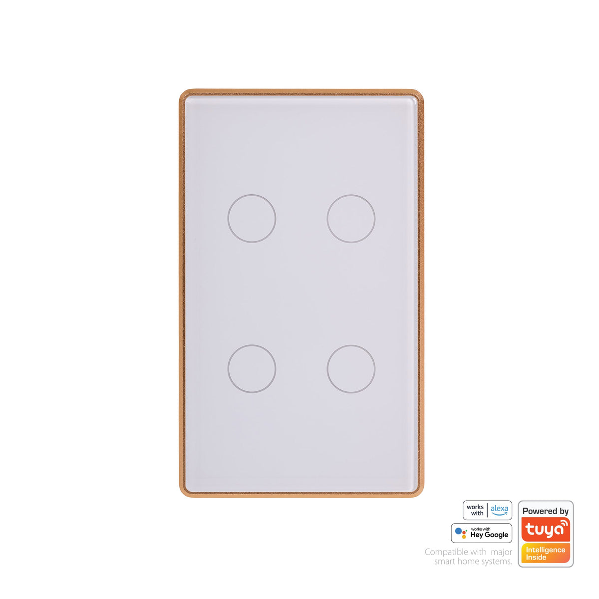 HV9120-4 - Wifi 4 Gang White with Gold Trim Wall Switch