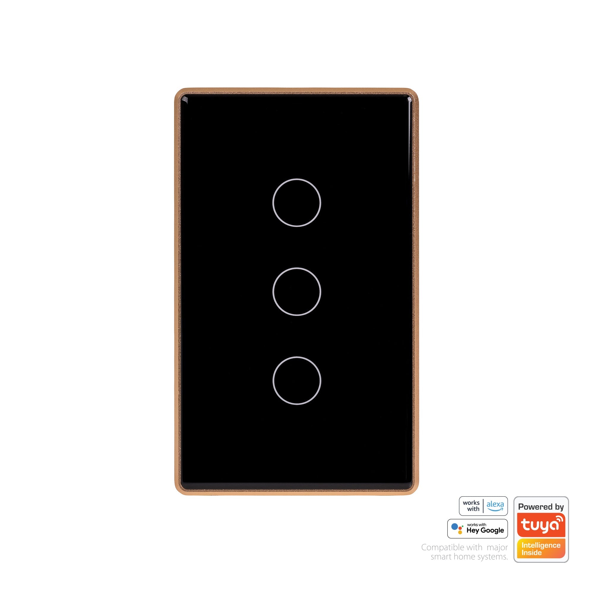 HV9220-3 - Wifi 3 Gang Black with Gold Trim Wall Switch