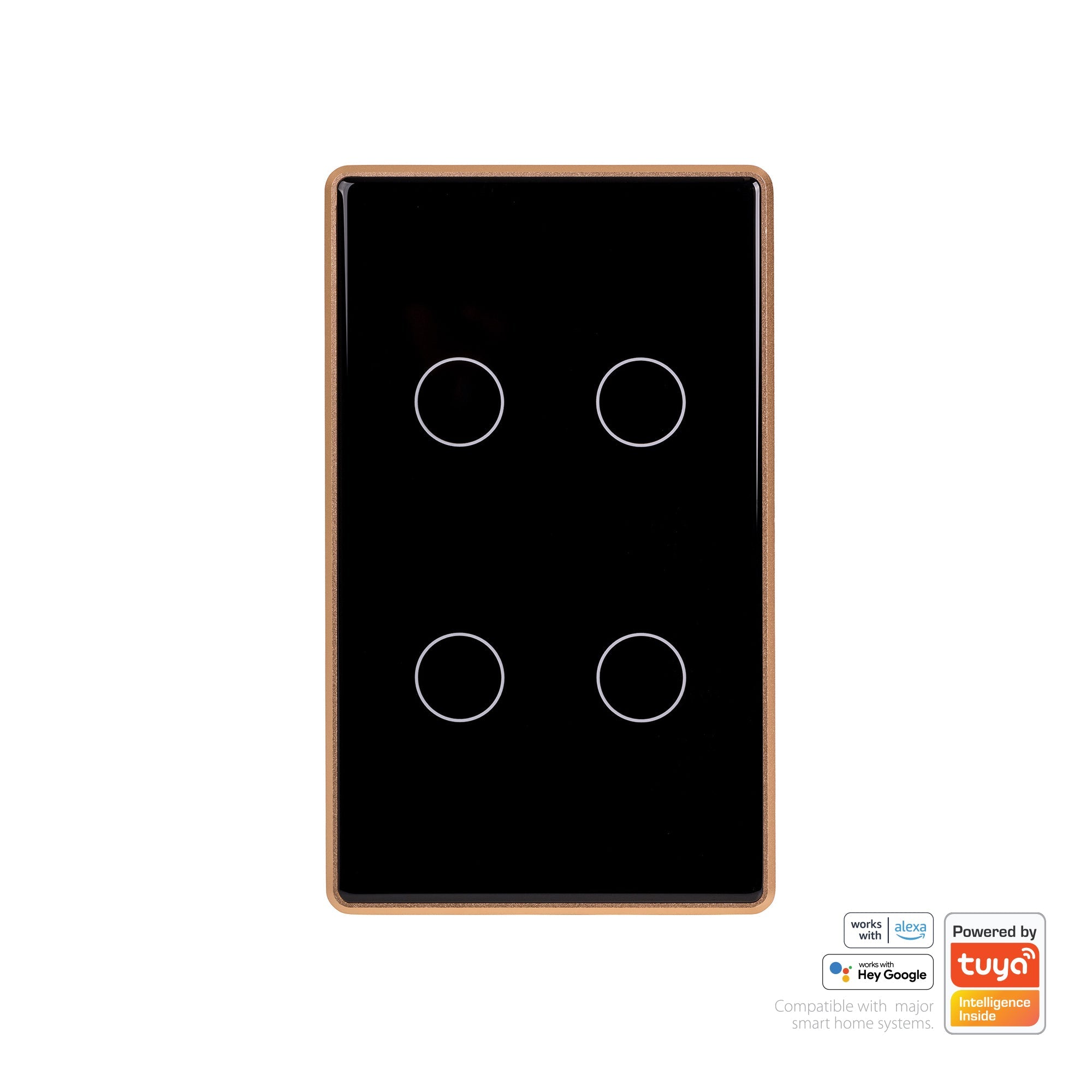 HV9220-4 - Wifi 4 Gang Black with Gold Trim Wall Switch