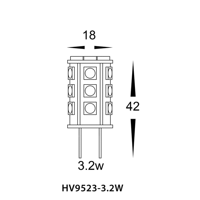 HV9523-3.2W-HV9529-3.2W - 3.2w G4 LED Bi Pin Globe
