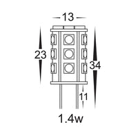 Thumbnail for HV9523-HV9529 - 1.4w G4 12v DC LED Bi Pin Globe