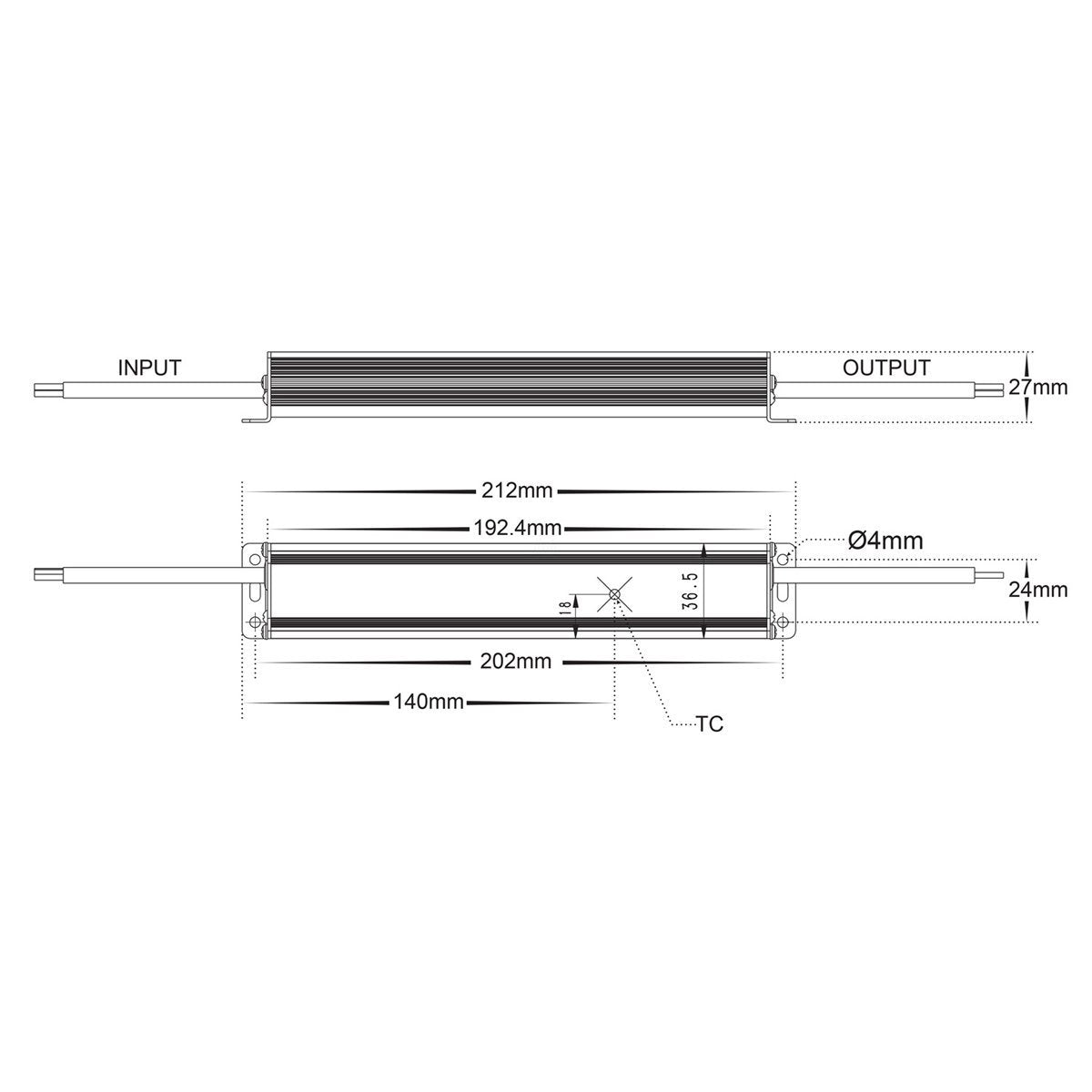HV9658-24V30W Dimensions