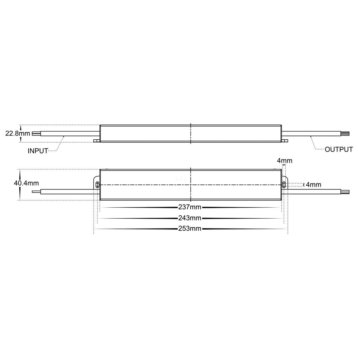 HV9658-24V60WS Dimensions