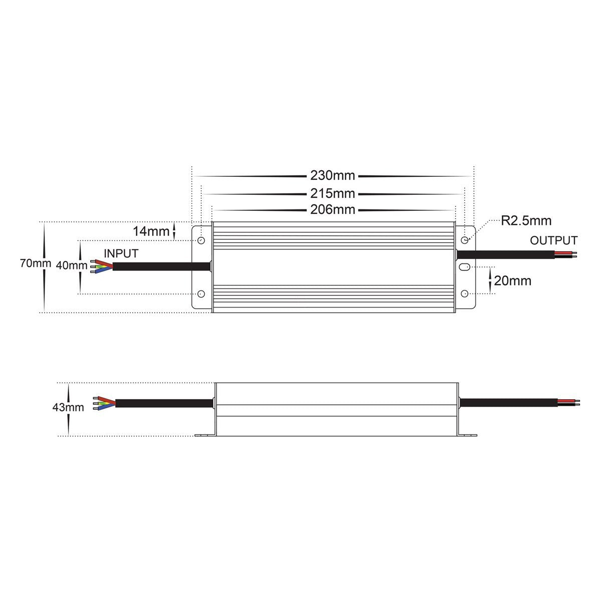 HV9660 100W Dimensions