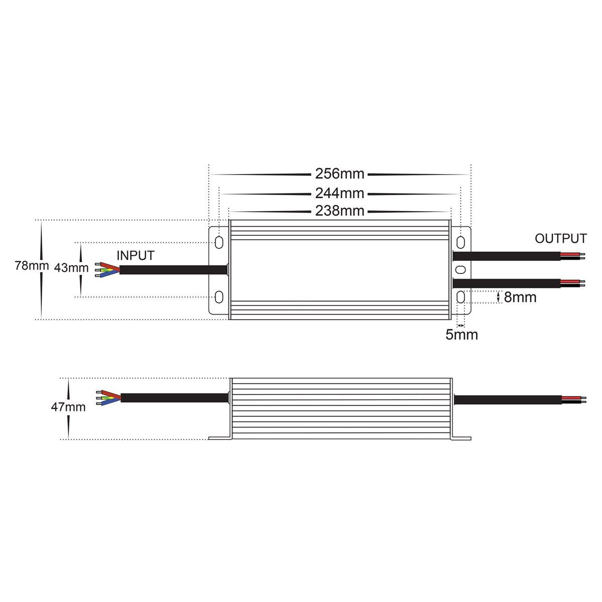 HV9660 150W 12V Dimensions