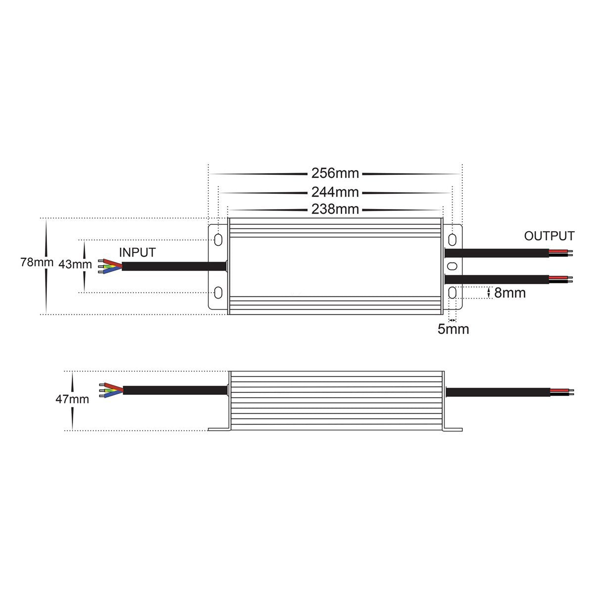 HV9660 200W 12V Dimensions